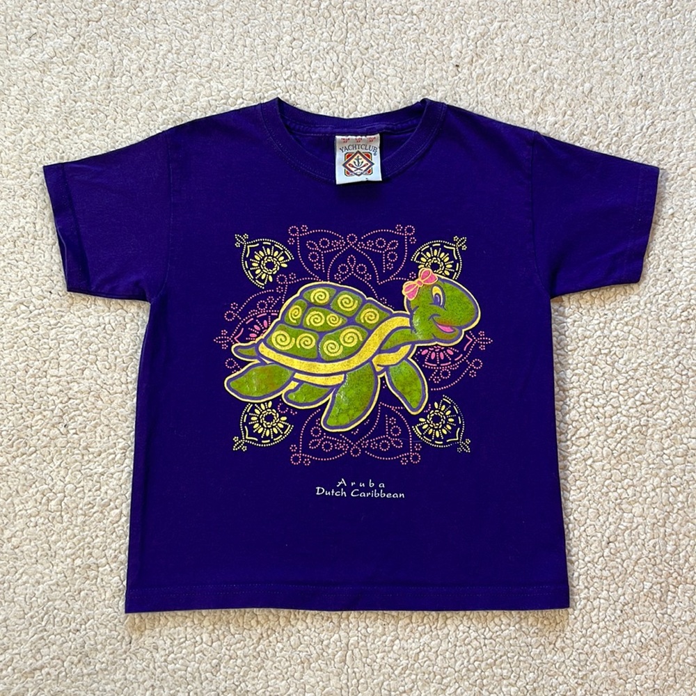 Vintage Yacht Club Aruba Dutch Caribbean Turtle Kids Tee